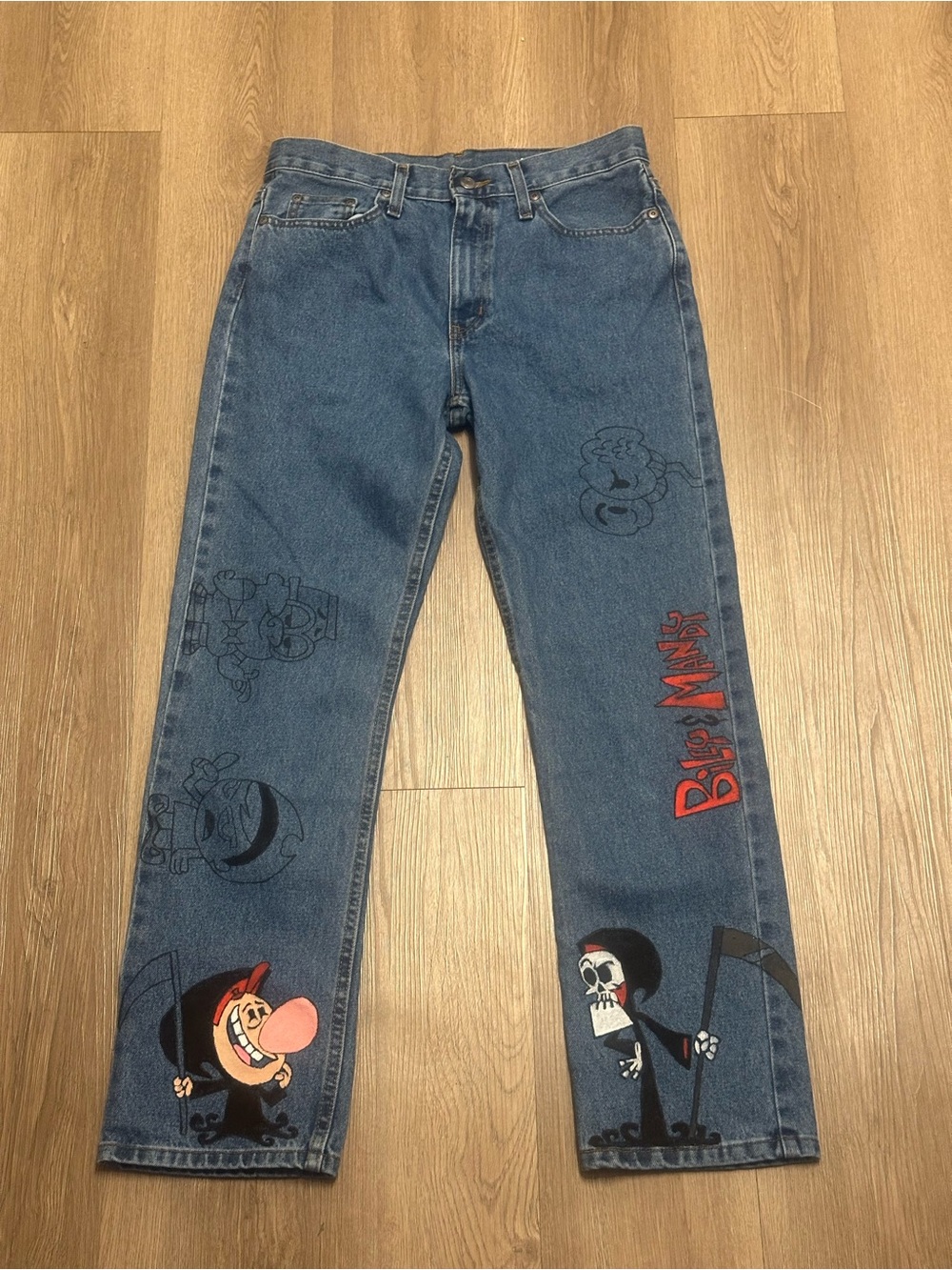 George Blue Straight-Leg Jeans with Cartoon Character Prints